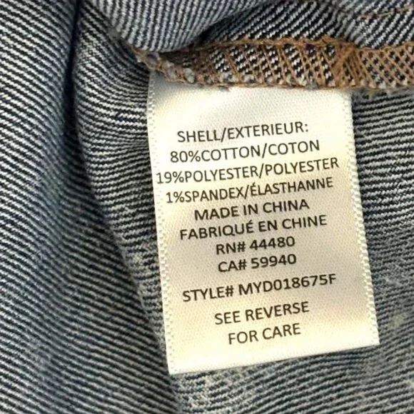 Tinseltown Blue Stonewash Denim White Butterfly Romper Jumper Overall Dress SZ M - Picture 9 of 10